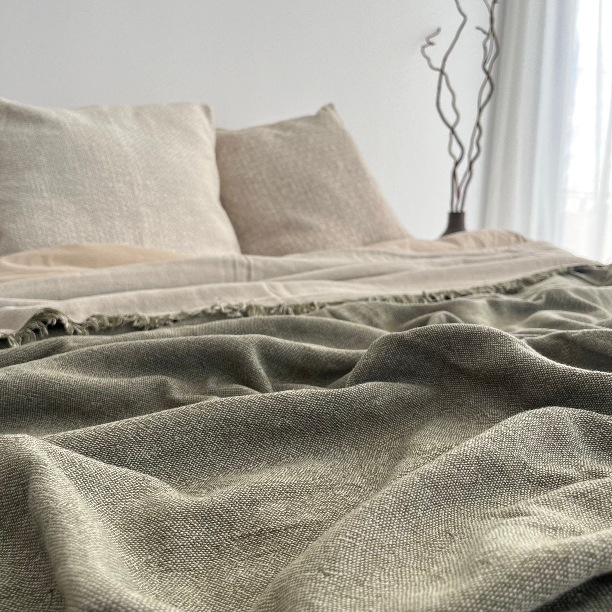 Primitive_Dual Ambiance Linen Bedspread_Army Green_King Size_017006 - BDS01 - ATS55