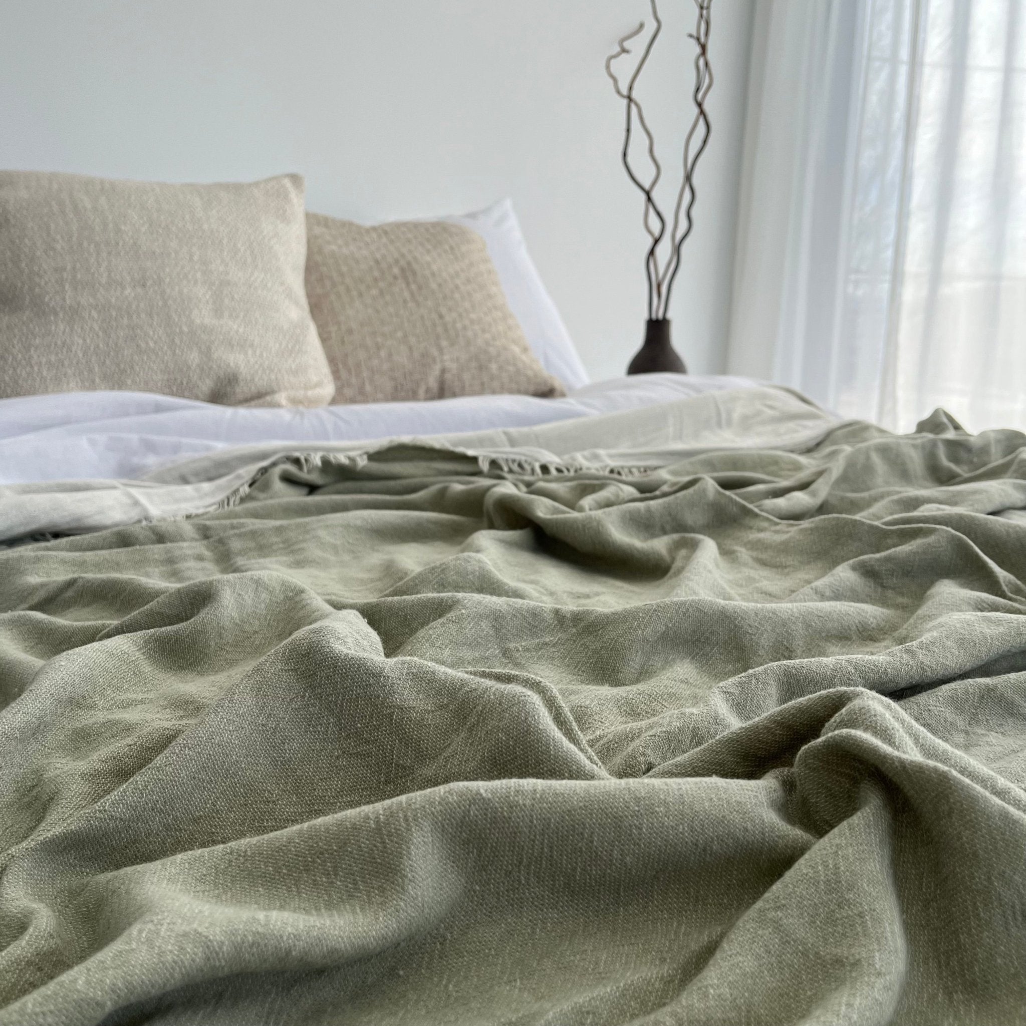 Primitive_Summawind Bamboo Bedspread_Green Tea_King Size_017015-BDS01-STA56