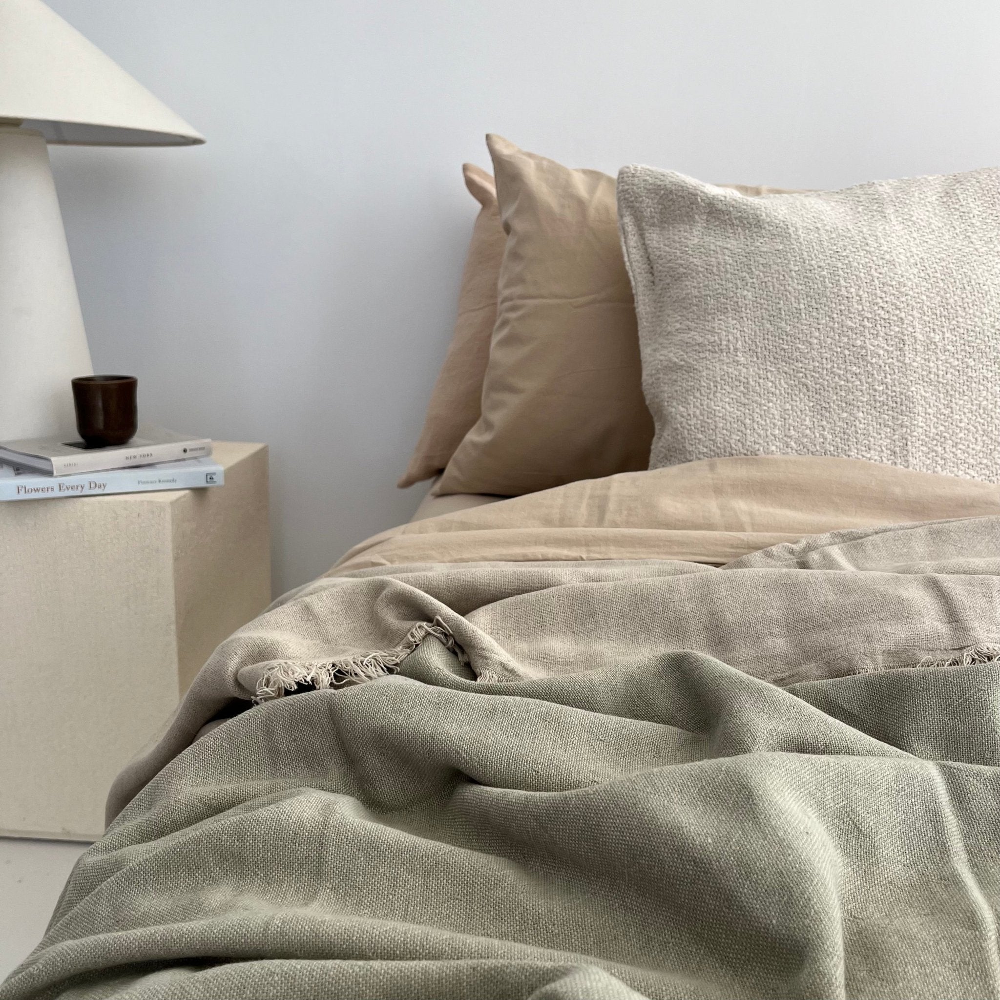 Primitive_Dual Ambiance Linen Bedspread_Green Tea_King Size_017006-BDS01-ATS56