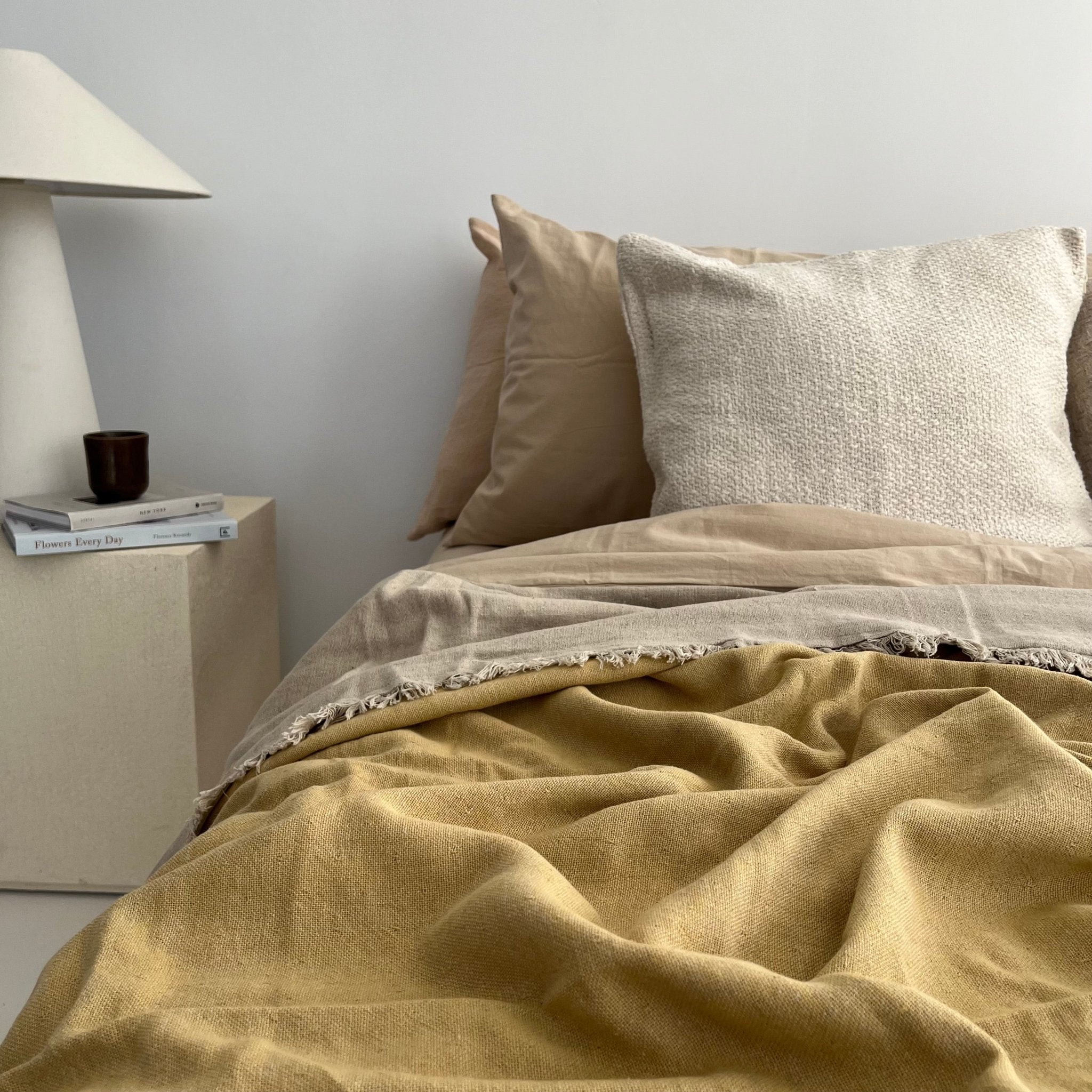 Primitive_Dual Ambiance Linen Bedspread_Mustard_King Size_017006-BDS01-ATS23